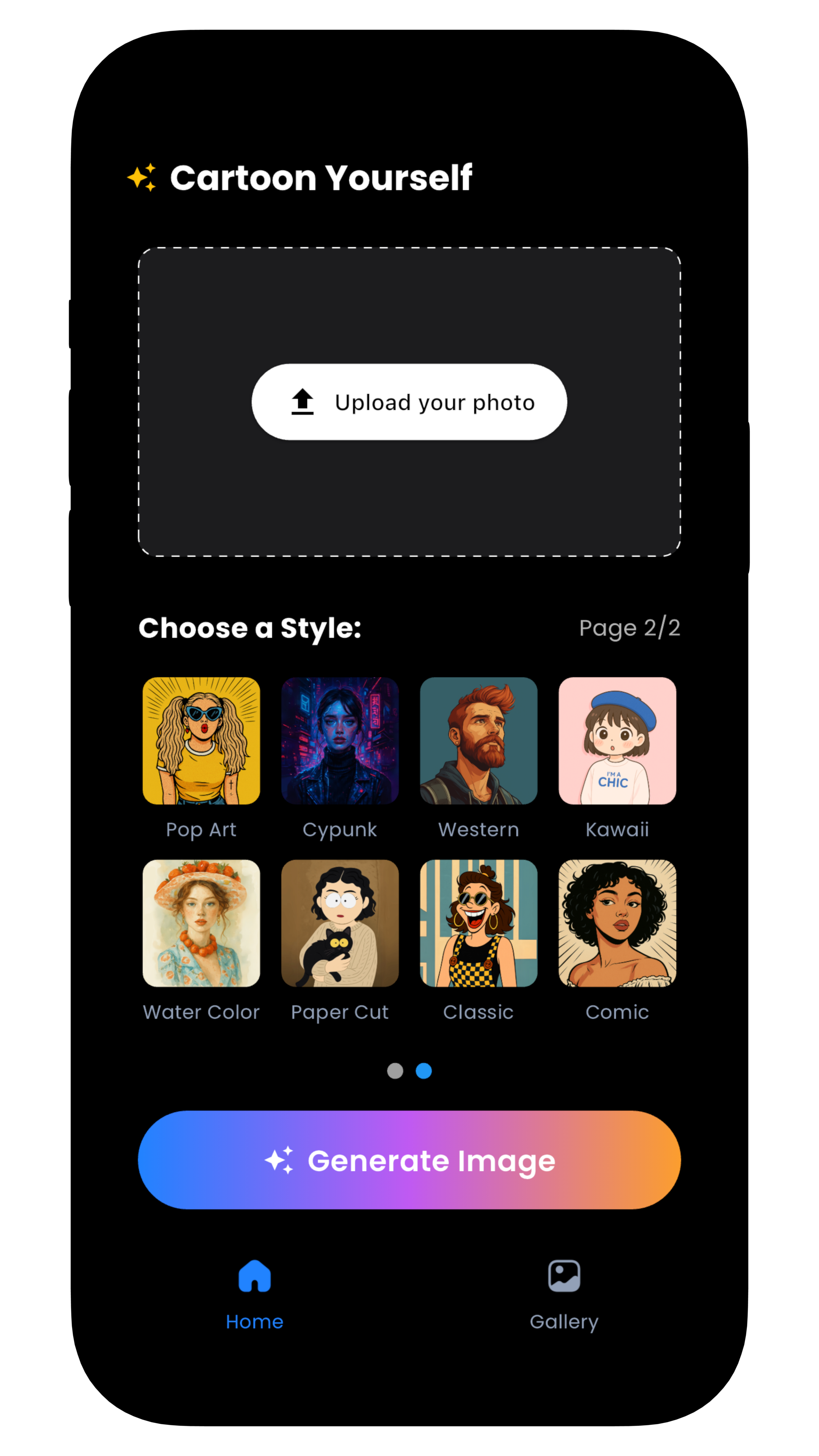 Uploading picture for cartoonization